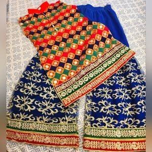 7/8 yr baby girl party/wedding wear with mirror work tilla and gotta laces